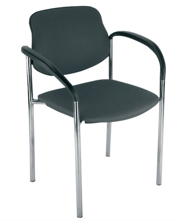 Scaun vizitator model STYL, cu cotiere, picioare cromate, tapiterie neagra, sezut 450 x 460 mm, dimensiuni 830 x 590 mm, 4 bucati - sefira.ro