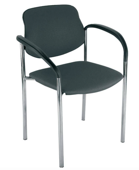 Scaun vizitator model STYL, cu cotiere, picioare cromate, tapiterie neagra, sezut 450 x 460 mm, dimensiuni 830 x 590 mm, 4 bucati - sefira.ro