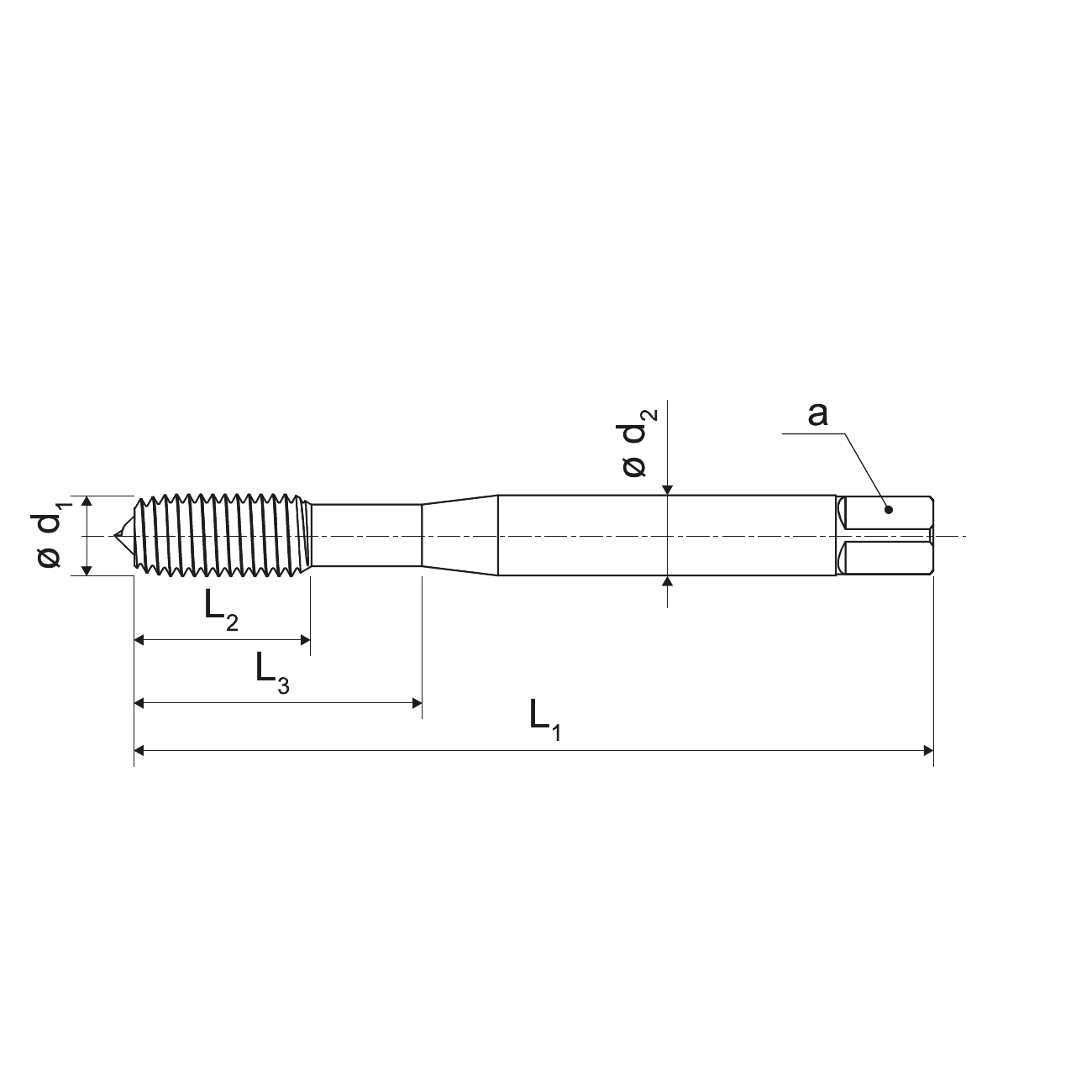 Steel and aluminum cheese tap for blind holes and through holes M KERFOLG FORM