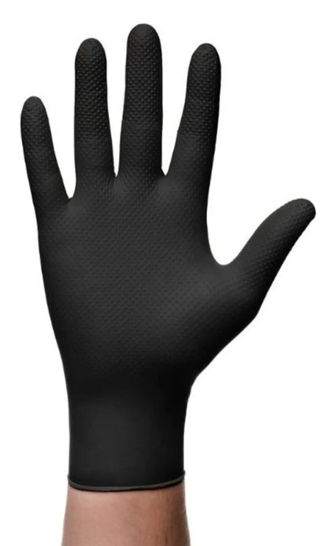 Manusi gogrip negre, de unica folosinta, nitril, nepudrate, textura diamant, marimea L (8-9), MERCATOR® - sefira.ro