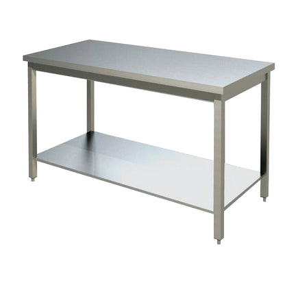 AISI 430 stainless steel workbenches with lower shelf