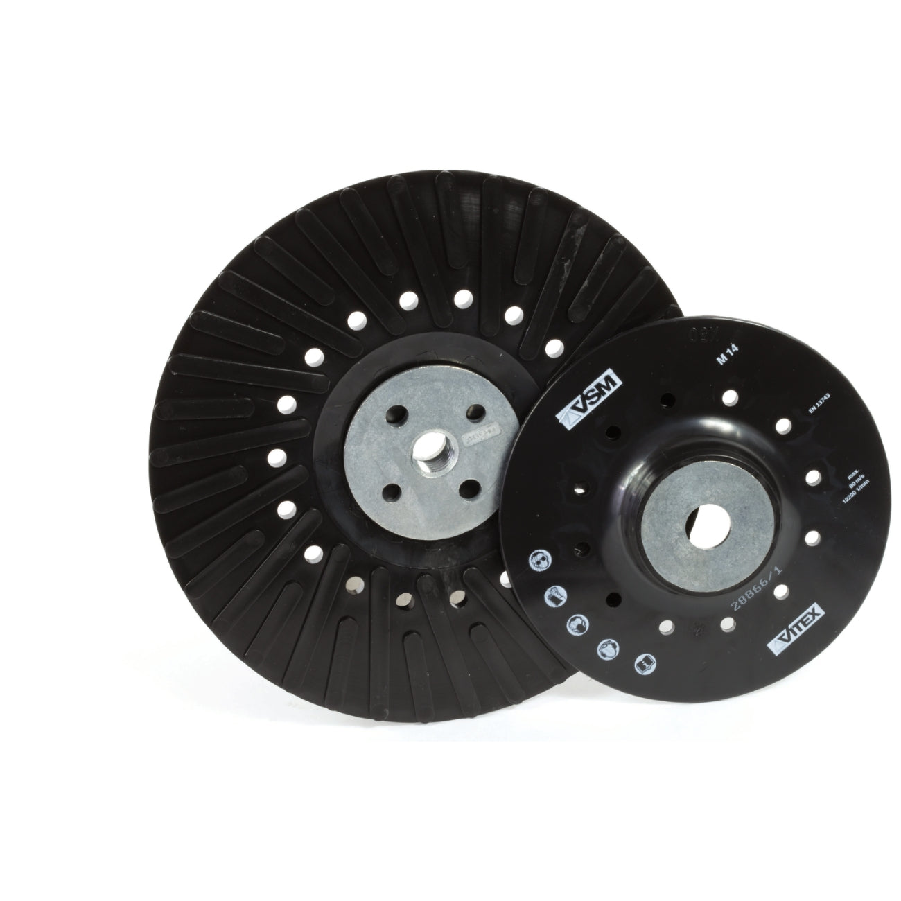 Hard replacement pads for VSM fiber abrasive discs