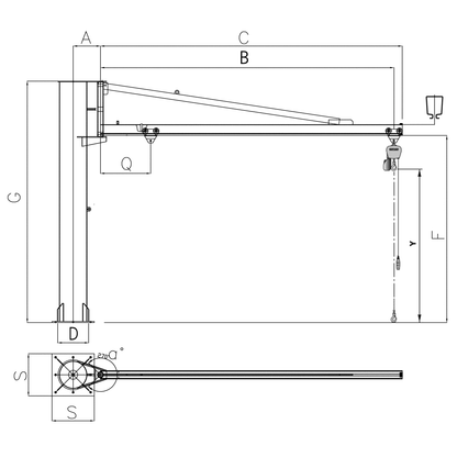 Slewing cranes mounted on round columns with GIS system KB profile arm B-HANDLING