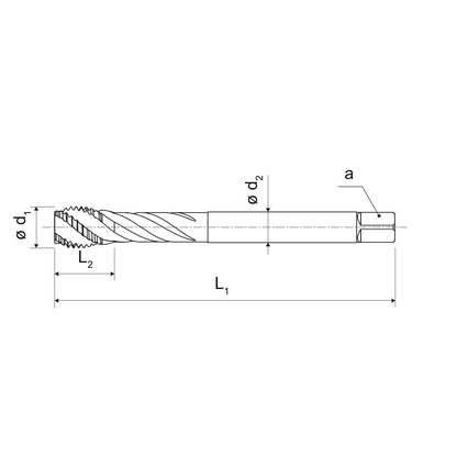 Universal 40° spiral flute tap for blind holes MF nitrided KERFOLG