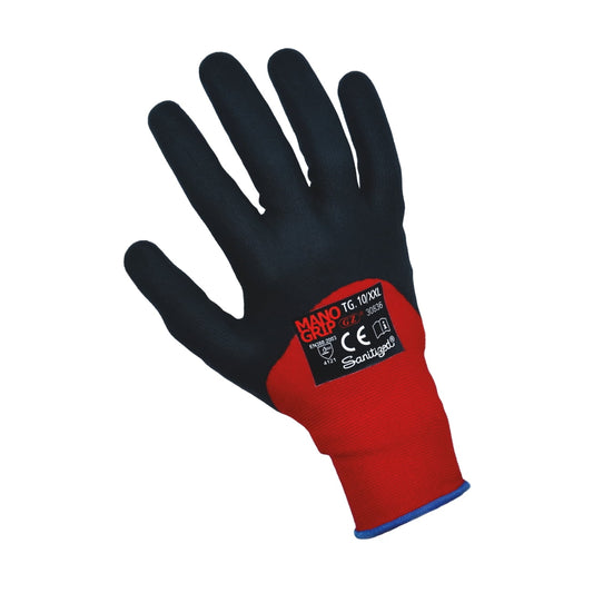 Nylon/spandex work gloves with 3/4 sanitized nitrile foam