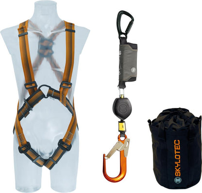 Peanut safety harness set, harness + lanyard with carabiner and retractable system 2.5 m, 3 pieces, SKYLOTEC