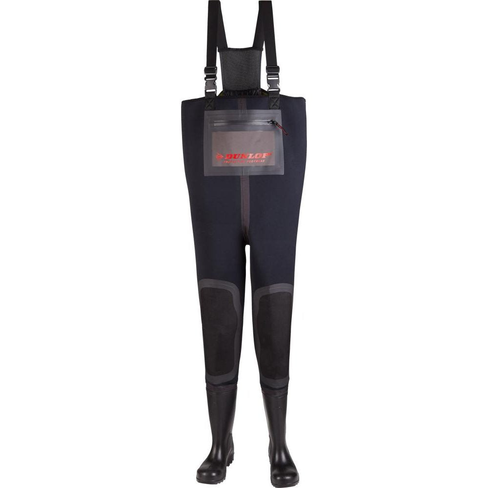 Cizme inalte de protectie cu bombeu, marimea 47, cu bretele, tip salopeta, Purofort Neoprene, S5 CI SRC, negru, DUNLOP® - sefira.ro