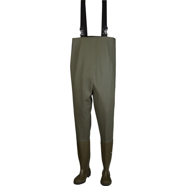 Cizme inalte cu bretele, marimea 40, impermeabile tip salopeta, Pricemastor, verde, DUNLOP® - sefira.ro