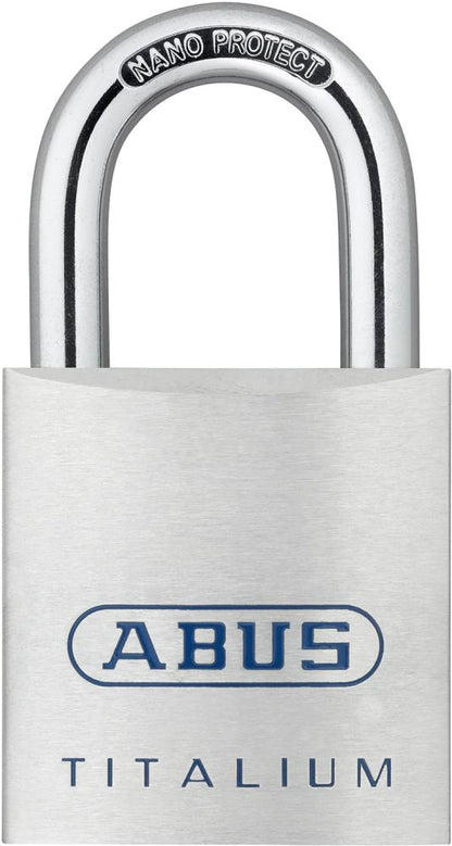 Aluminum padlock 80TI TITALIUM™, 40 x 20 x 75mm, steel ring with NANO-Protect™ coating 7mm, ABUS