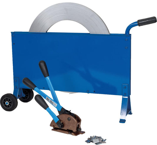 Packaging set with steel strap and transport trolley, 16mm