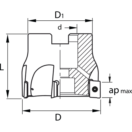 Cap frezat cu Placute pe o singura latura cu cuplaj KERFOLG WALL - sefira.ro