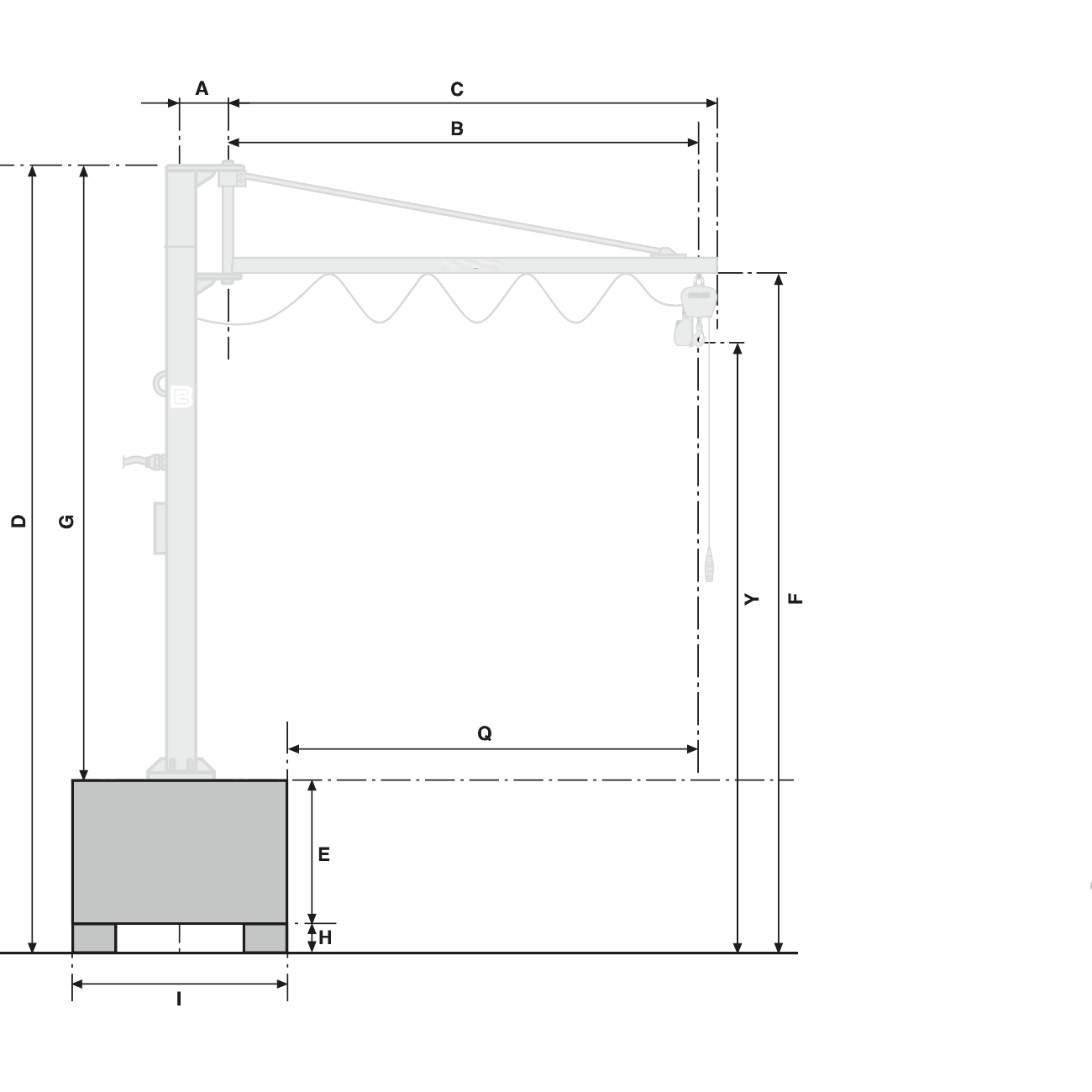 SC mobile jib cranes with palletized base B-HANDLING