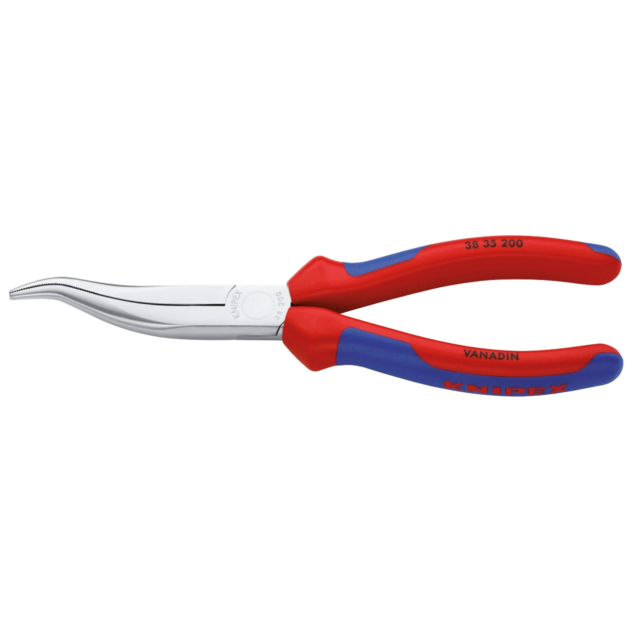 Cleste pentru mecanici cu nas arcuit pe jumatate rotund KNIPEX 38 35 200