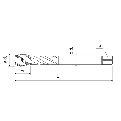 KERFOLG stainless steel 40° spiral tap for blind holes UNC TiNOX