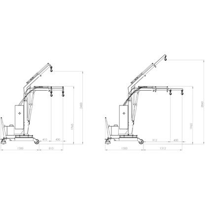 B-HANDLING electric lifting and extension ballast rotary cranes