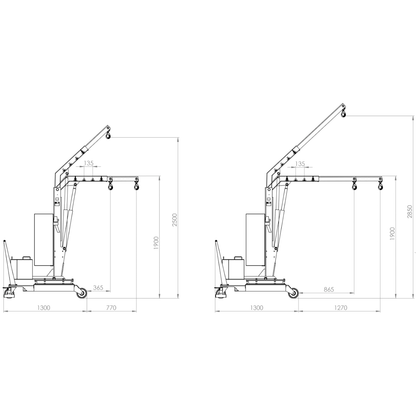 Ballasted rotary cranes with progressive lifting and manual extension M9420 B-HANDLING