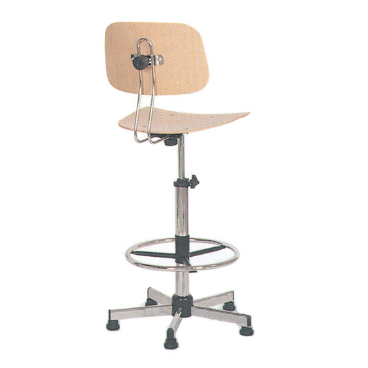 Swivel chairs made of beech wood with painted steel adjustment screw