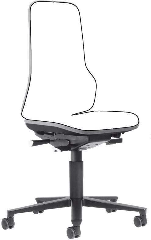 Scaun de baza ESD NEON 2, fara perne, cu role si contact permanent, inaltime 450-620 mm, placa flexibila albastra, BIMOS - sefira.ro