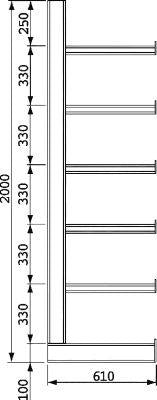 Raft cu console ATLAS ST L2700 mm pe o parte