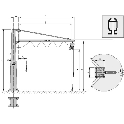 JIB cranes mounted on profile columns are GIS SYSTEM KB B-HANDLING