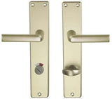 Pair of bathroom door handles No. with lock and long plate F1