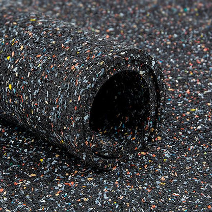 Recycled rubber mat, 3 x 1500 x 5000 mm, black-multicolor