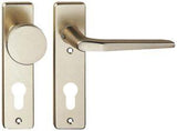 Pair of handles for corridor door No. W with short plate and button on one side PZ F2