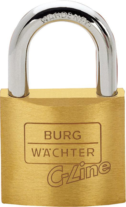 Brass padlock no. 222 C-Line, 15 mm, chrome, hardened steel ring, BURG WACHTER