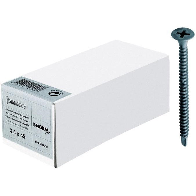 Surub pentru gips-carton, autofiletant, TSD, 3,5x 25mm, 1000 bucati pe cutie, E-NORM - sefira.ro