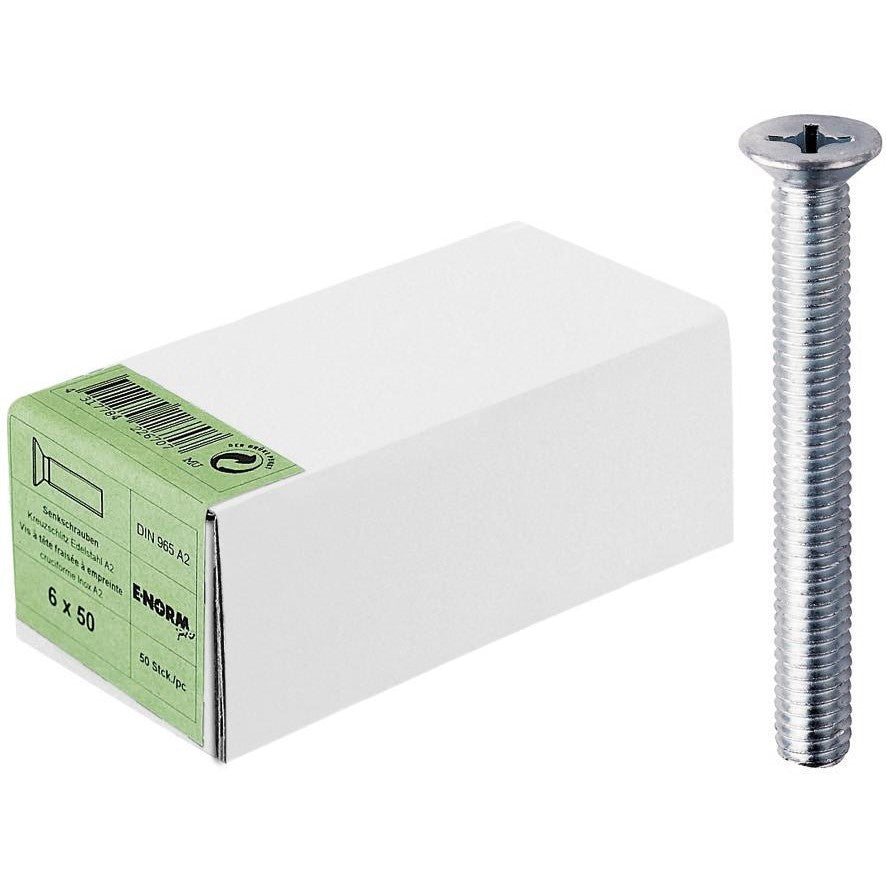 Surub cap inecat locas PH M4x10 mm, DIN 965 4.8, otel inoxidabil A2, E-NORM - sefira.ro