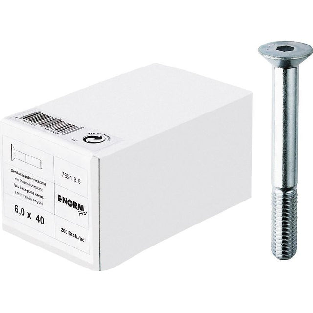 Surub hexagonal cu cap inecat, DIN7991-8.8, M4x12 mm, E-NORM - sefira.ro