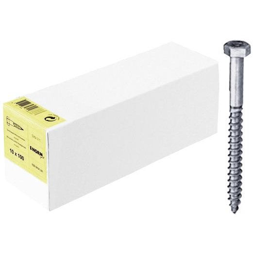 Surub cap hexagonal pentru lemn 6x20 mm, DIN 571, galvanizat, E-NORM - sefira.ro