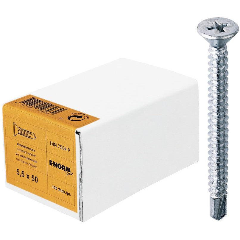 Surub cap inecat cu locas PH autoforant, 3,5x13mm, galvanizat, zincat, DIN 7504 forma O, E-NORM - sefira.ro