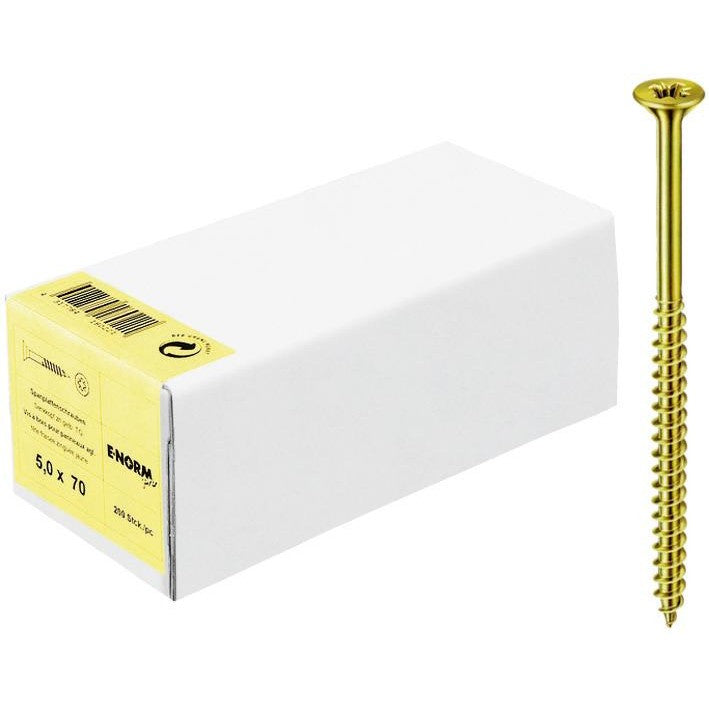 Surub pentru lemn SeKo, galben, partial filetat, 3.0x 25/18 mm, E-NORMpro - sefira.ro