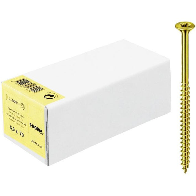 Surub pentru lemn SeKo, galben, partial filetat, 3.0x 25/18 mm, E-NORMpro - sefira.ro