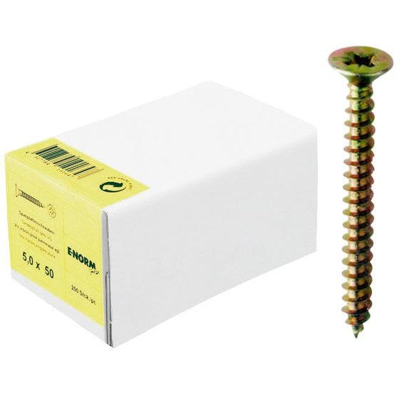 Surub pentru lemn, SeKo, galben, filetat complet, 2,5x 16 mm, E-NORMpro - sefira.ro