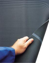 Fine grooved mat, oil resistant, NBR/SBR, black, 3 x 1200 mm, 10 m roll