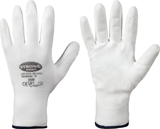 Protective knitted gloves, BEIJING, size 7, white, STRONGHAND