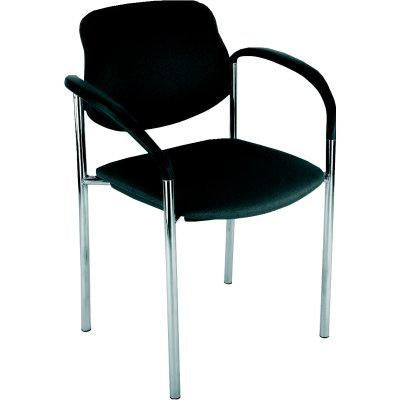 Scaun vizitator model STYL, cu cotiere, picioare cromate, tapiterie neagra, sezut 450 x 460 mm, dimensiuni 830 x 590 mm, 4 bucati - sefira.ro