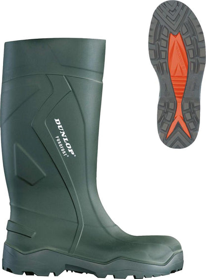 Cizme de protectie cu bombeu, marimea 39, Purofort® Plus full safety, S5 CI SRC, verde, DUNLOP®