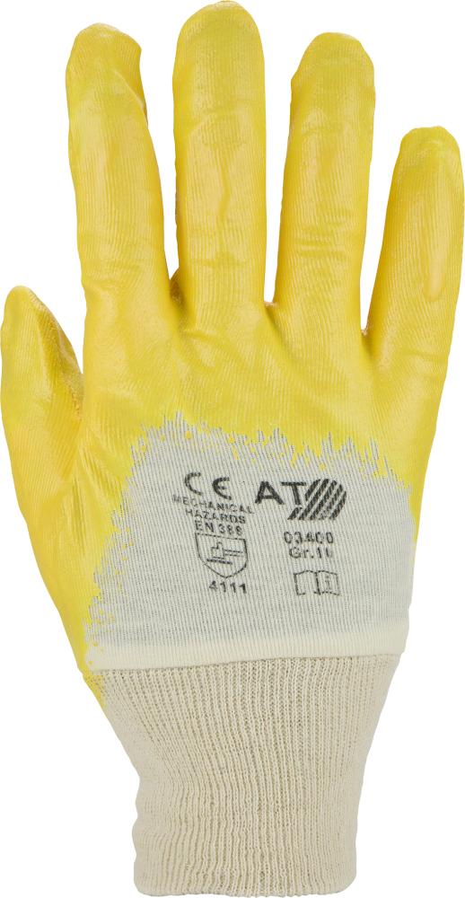 Protective gloves, for assembly, nitrile coating, size 8, yellow