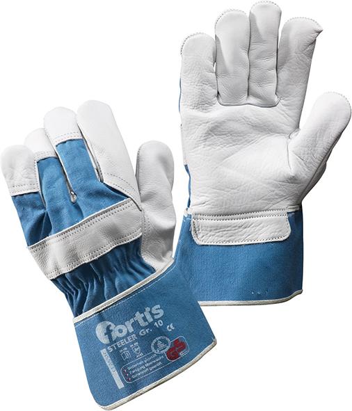 Steeler protective gloves, full smooth cowhide, size 8, FORTIS