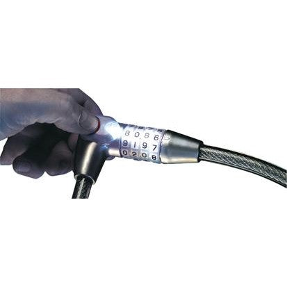 Lacat cu cablu de otel 230 65 L, deblocare cu cod din 4 cifre, butuc iluminat, 65 cm, cablu Ø 12mm, BURG WACHTER - sefira.ro