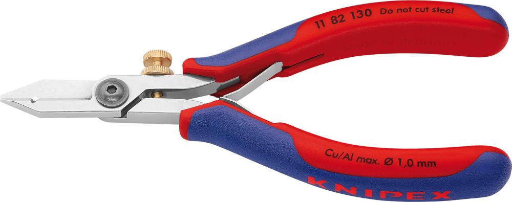 Wire stripping pliers for electronics, 140mm, Ø stripping 0.03-1mm, screw adjustment, KNIPEX