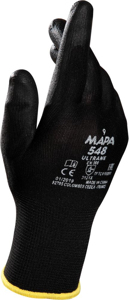 Ultrane 548 textile assembly gloves, size 6, black, PU coating, MAPA