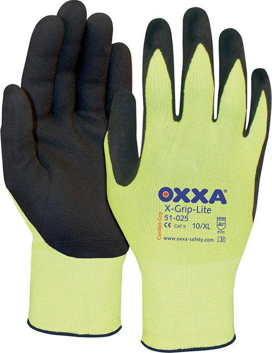 Protective assembly gloves X-Grip-Lite, size 8, yellow/black, OXXA