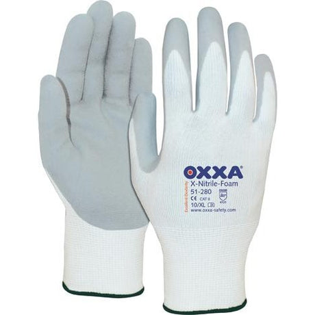 Manusi de protectie pentru montaj X-Nitrile-Foam, marimea 8, alb/gri, OXXA - sefira.ro
