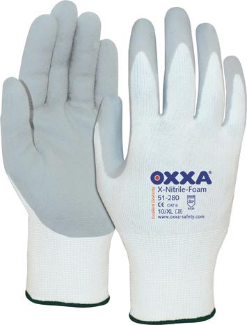 Manusi de protectie pentru montaj X-Nitrile-Foam, marimea 8, alb/gri, OXXA