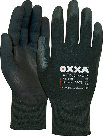 X-Touch-PU protective gloves, size 8, black, pack of 3 pairs, OXXA