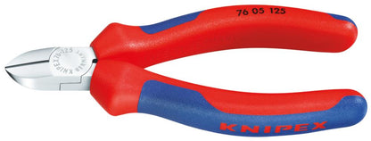 Side-cutting pliers for electromechanics, 125 mm, round chrome-plated head, two-component handles, KNIPEX